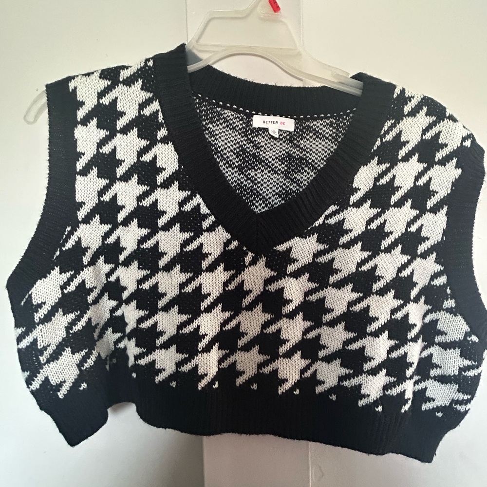 Better Be Black and White Houndstooth Sweater Vest